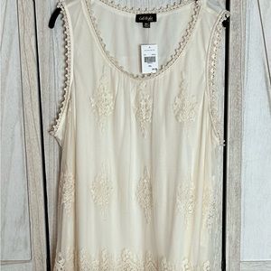 Cream Lace and Crochet sleeveless top